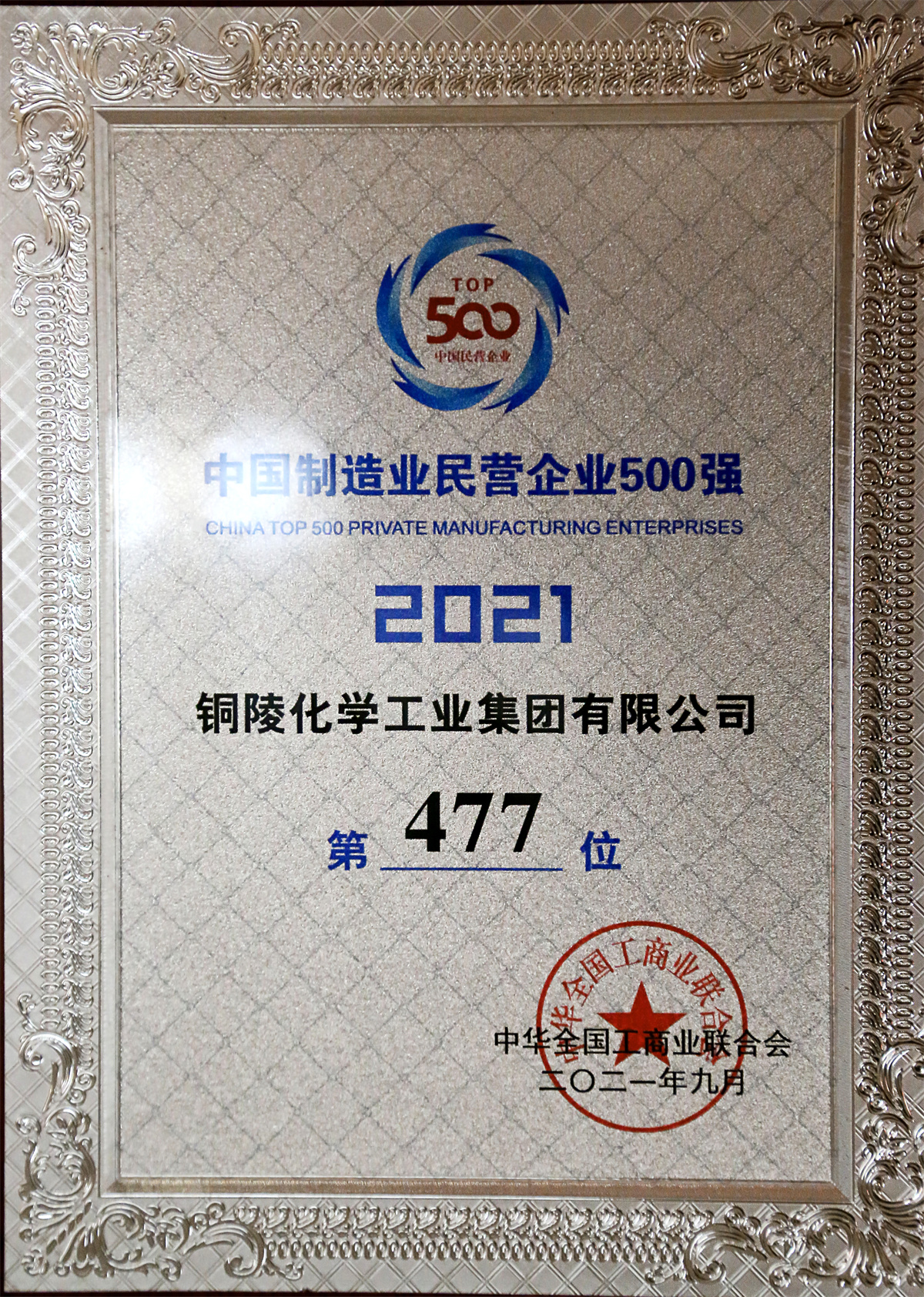 中國制造業(yè)民營(yíng)企業(yè)500強